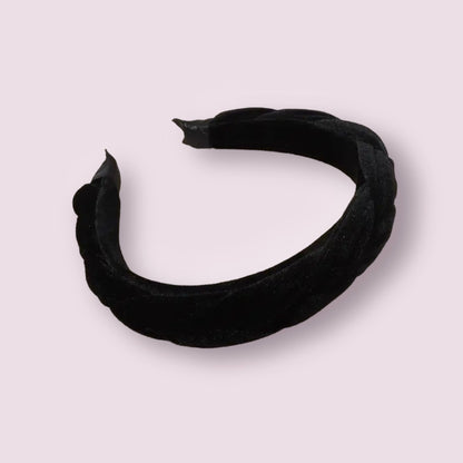 Black velvet braided headband